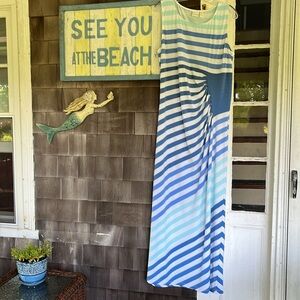 Chico maxi dress blue white and aqua size xlarge